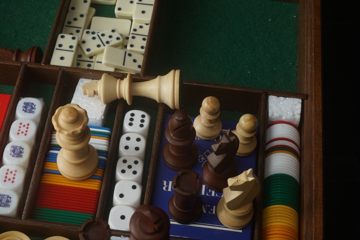 Little Dal Negro Vintage Scacchi in Legno, Cards, Domino Set