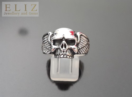 Schädelring STERLINGSILBER geflügelter Schädel Biker Punk Goth Rocker Wings exklusiv - Bild 3 von 14
