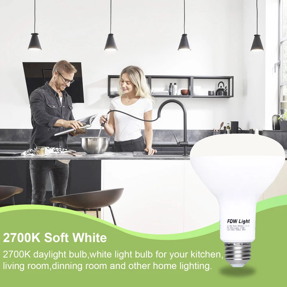 65W LED Light Bulb Equivalent SlimStyle BR30 Soft White 2700K (8 Pack) - Image 4 of 4