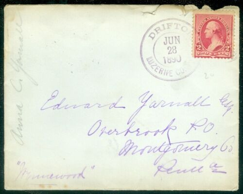 EDW1949SELL : USA 1890 Drifton PA county name handstamp cover - Afbeelding 1 van 2