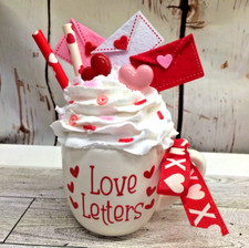Valentine's LOVE LETTERS Hearts Mini Mug Fake Bake Whipped Cream Tiered Tray