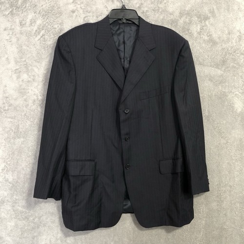 Canali Wool Suit Jacket Blazer Blue Sport Coat Pinstripe Size 54 US 44R Mens