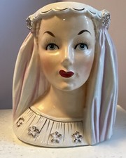 VTG EHTF 5.5" GRANT CREST BRIDE LADY HEAD VASE HEADVASE NEAR MINT STAMPED 3