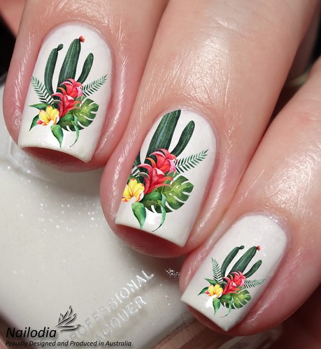 Tropical Garden Green Leaf & Plants Nail Art Decal Sticker Water Transfer Slider - 第 7/8 張圖片