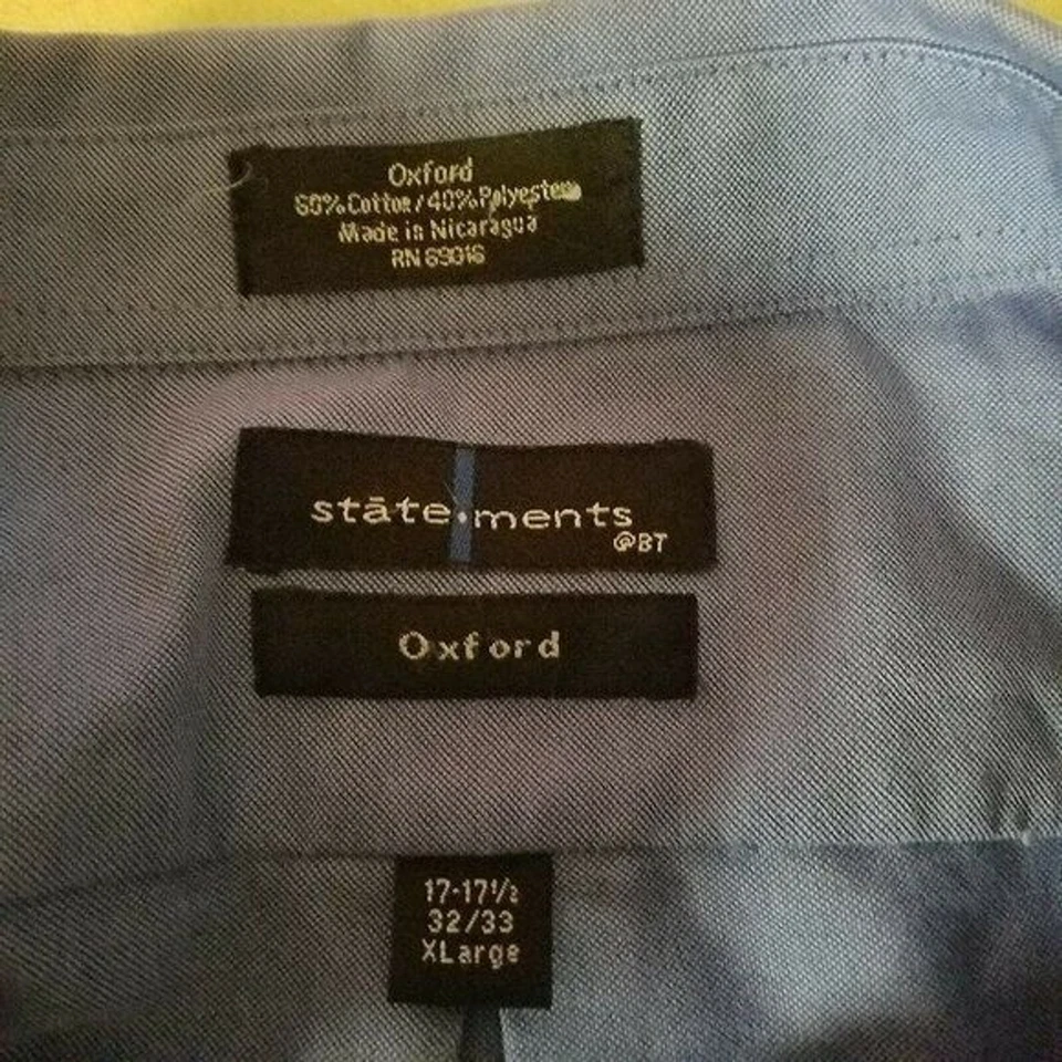 Camisa de vestir Statements para hombre talla 17 azul liso manga larga Foto 2 de 4