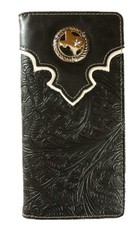 Texas State Men Wallet Western Bifold Check Book Style W089-32 Black Color