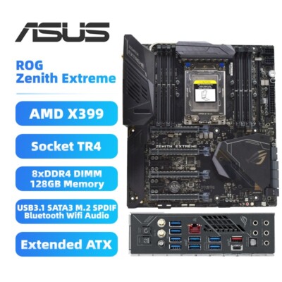 AMD X399 Gaming Motherboard ASUS ROG Zenith Extreme TR4 DDR4 for AMD 2/1st  Ryzen
