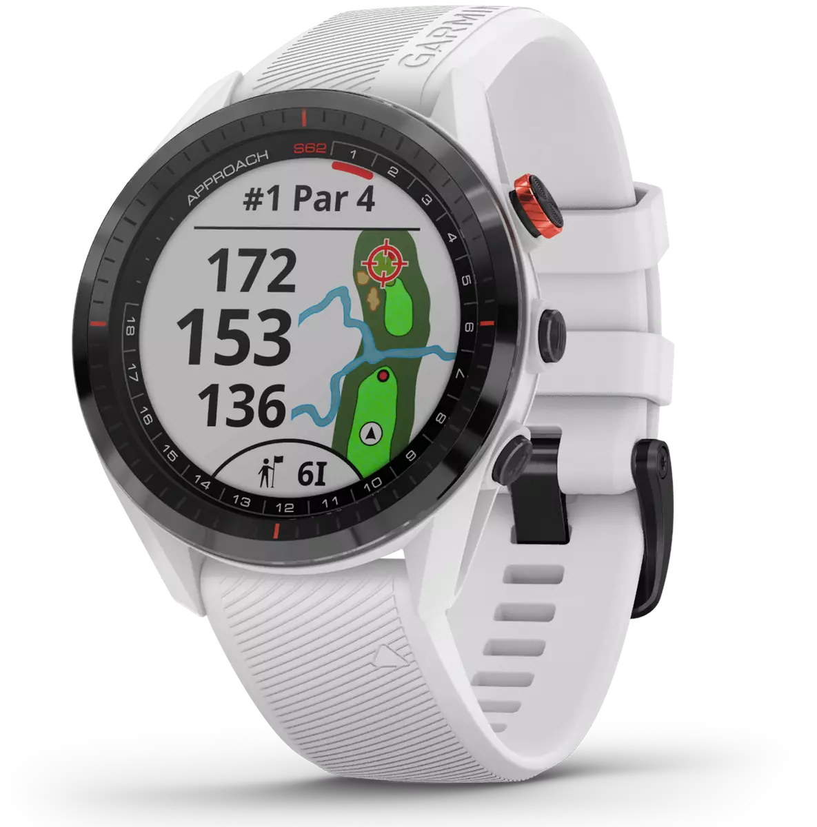 Garmin Approach S62 Black Ceramic Bezel with White Band Premium Golf GPS  Watch