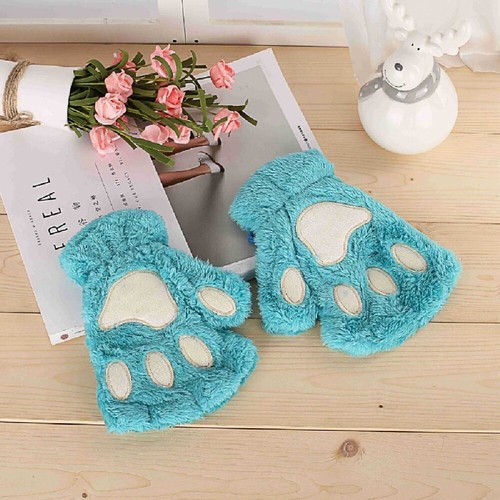 Guantes Garra de Gato Oso Pata Mujeres Cálidos Felpa Imitación Piel Juegos con disfraces Mitones Sin Dedos - Imagen 12 de 23
