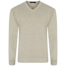Mens Plain Knitted V Neck Pull Over Jumper Fine Cotton Knitwear Warm Sweater Top