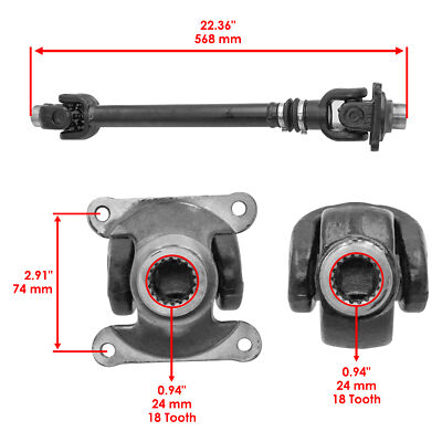 Rugged Rear Propeller Shaft For Can-Am Outlander 500/650/800/1000/Max, Powder Coated Black Shafts, U-Joints Greased Fittings (See Fitment Details In Description) OEM: 705501407, 703500857 - Foto 4