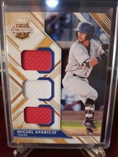 2018 Panini Elite Extra Edition Triple Materials Gold #76/99 Miguel Aparicio