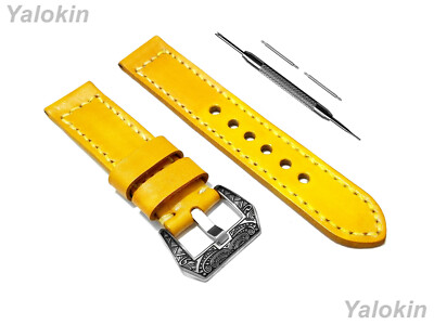 Yellow Brushed Stitched Leather Band Strap for Huawei Watch GT 2 & GT 46mm -B22