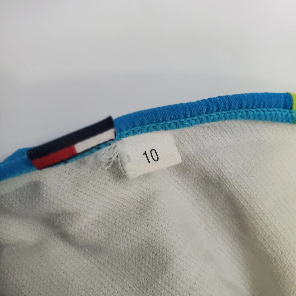 Tommy Hilfiger Women's Y2K Blue Green Colorblock Triangle Halter Bikini Top 10 - Image 3 of 4