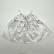 Build a Bear White Silver Satin Sequin Glitter Tulle Dress Teddy Clothes Outfit