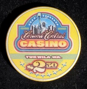 $2.50 Grand Central CASINO CHIP - Tukwila Washington - 2003