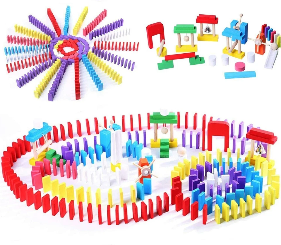 240pcs Colourful Wooden Tumbling Dominoes Games For Kids Childrens Fun Play Toys - Image 3 of 4