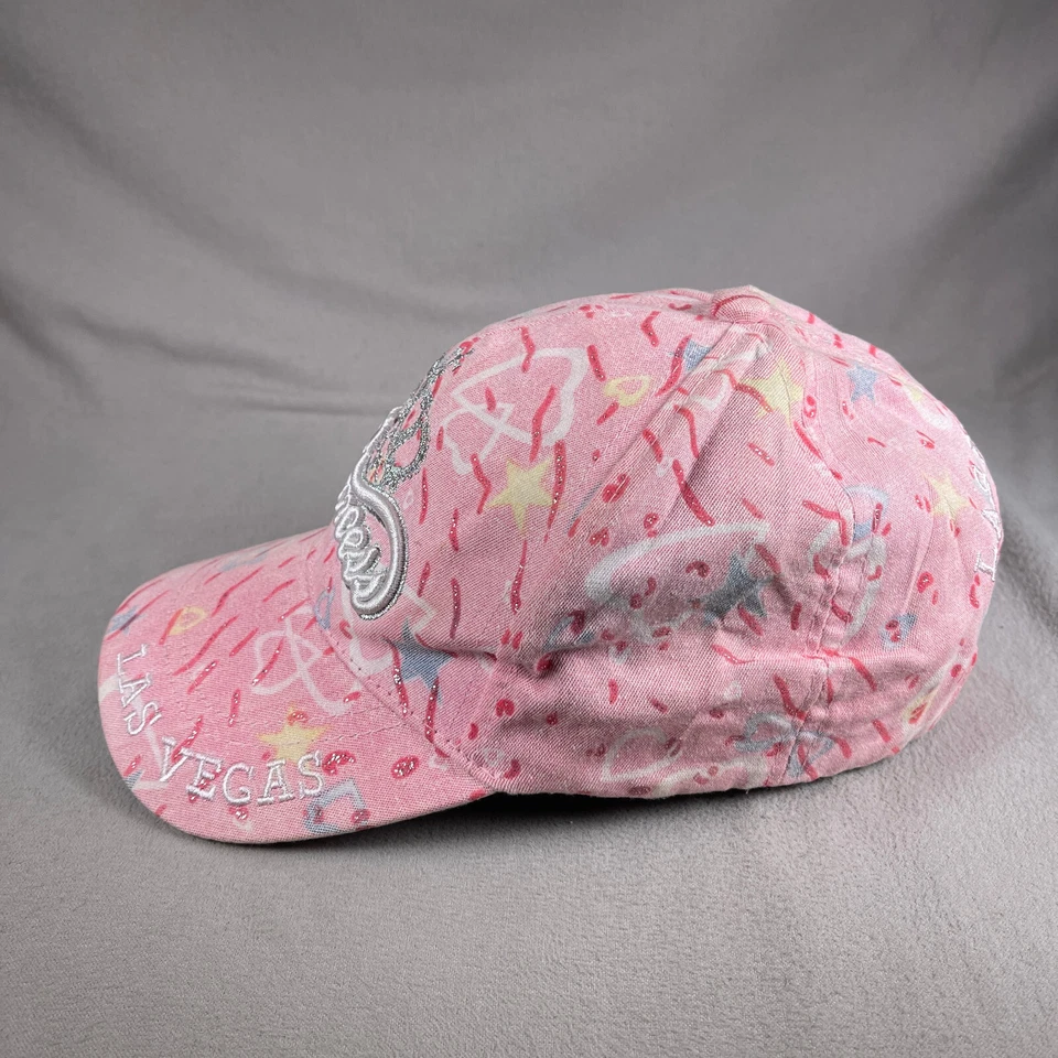 Princess Las Vegas Hat Women OS Pink Strapback Baseball Cap Glitter Embroidered - Image 2 of 4