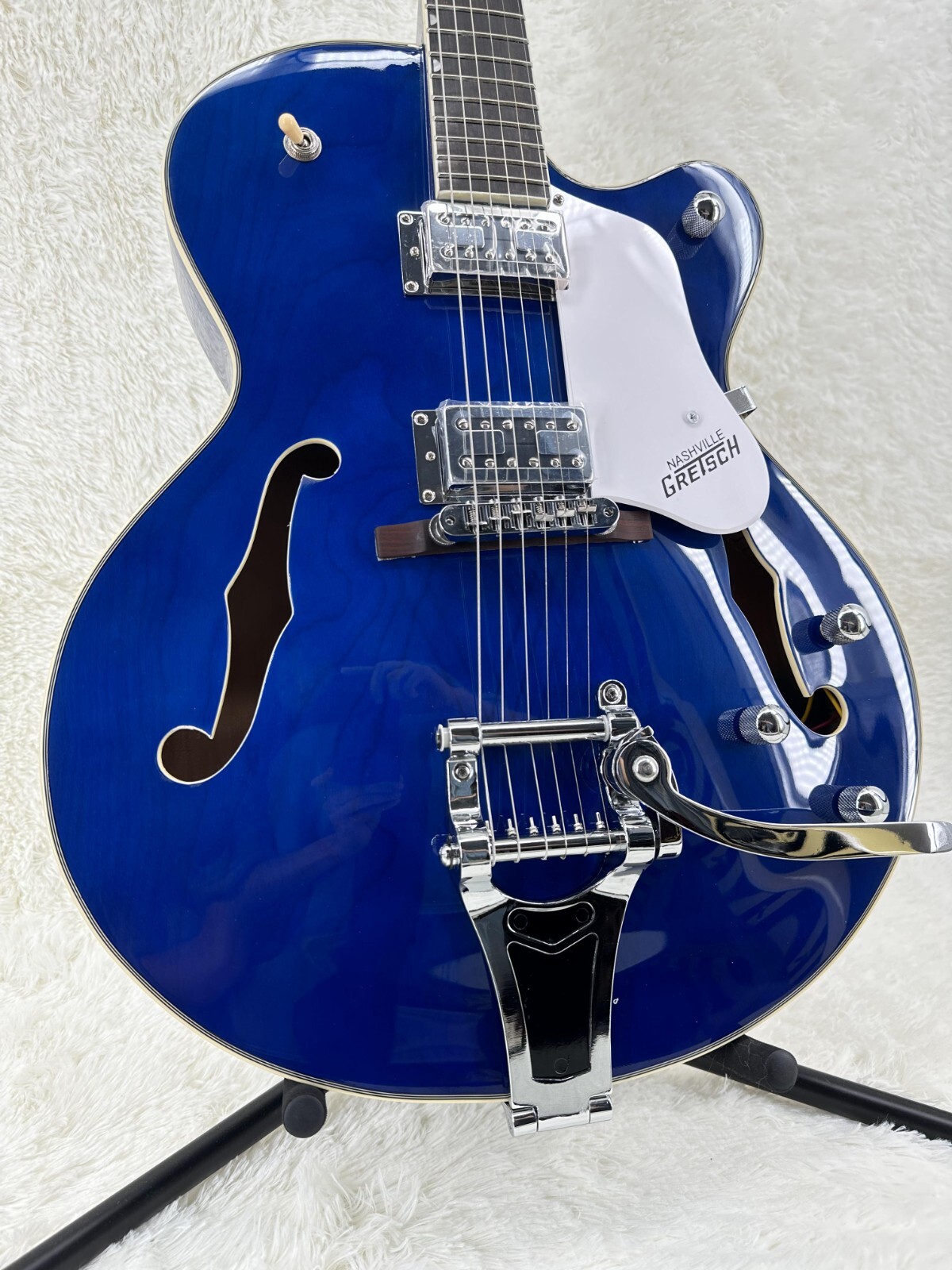 Semi-hollow Blue Electric Guitar with White Guard - US Warehouse Stock
