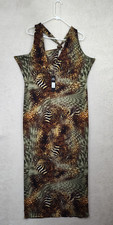 Fashion Nova Women Dress 3X Brown Animal Print Poly Blend Cut Out Maxi Dress