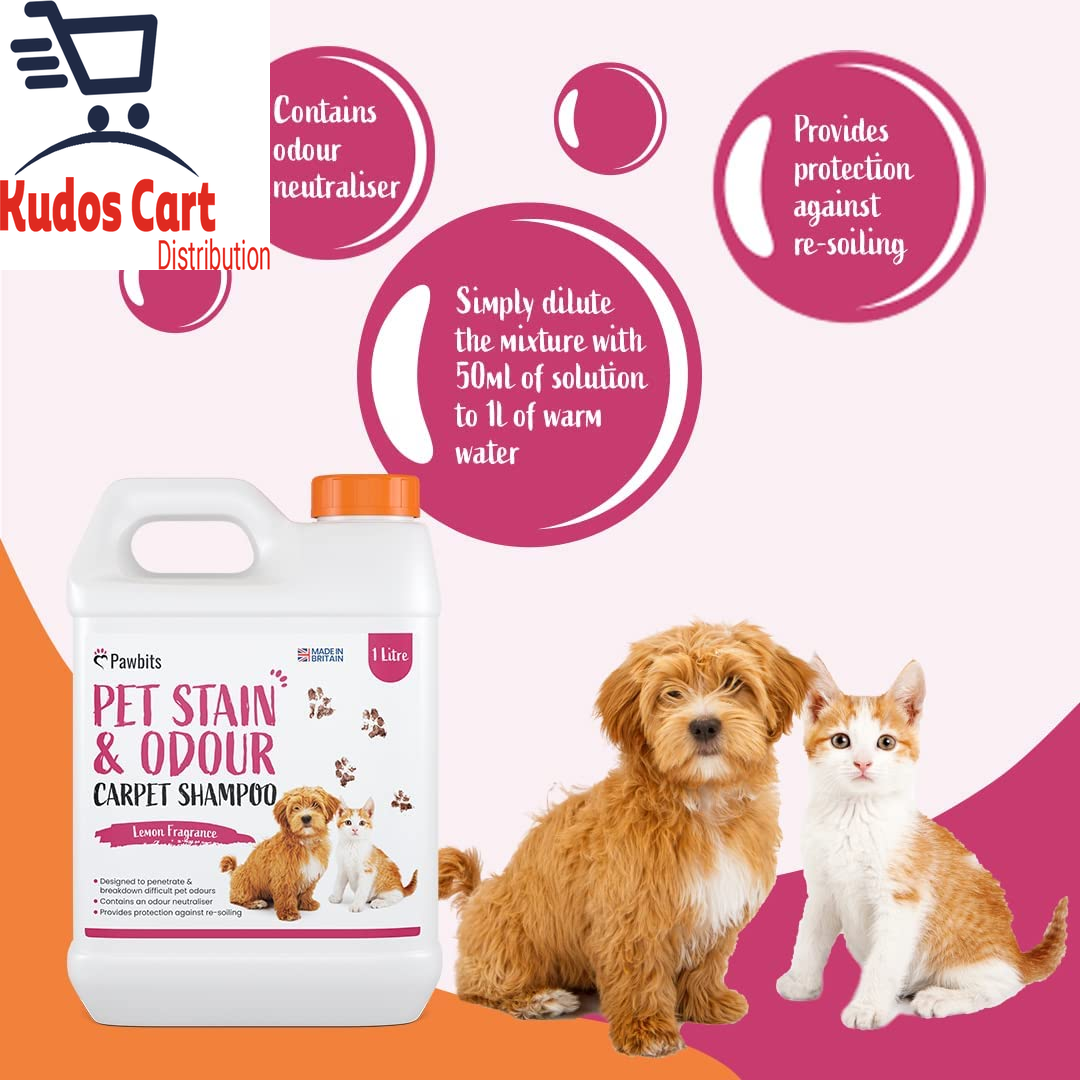 Pet Stain and Odour Carpet Shampoo 1L Super Concentrated Lemon