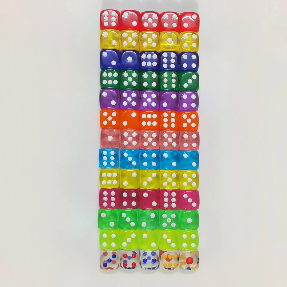20x Acrílico Multicolor Punto de Seis Caras D6 Juegos de Juego Dados Suministros de Fiesta 0.63" Foto 4 de 4