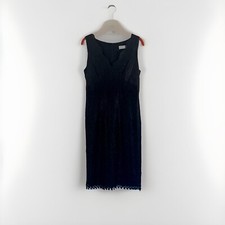 CDC Dress Sz 8 Black Lace V Neck Sleeveless Sequins LBD Classic Cocktail Lined