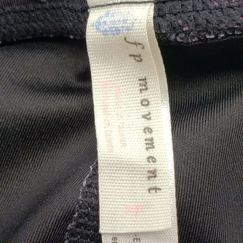 FP Movement Free People women US Small black leggings pink lotus flowers poly - Image 3 of 4