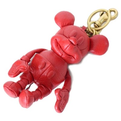 Coach Disney Mickey Bag Charm Key Ring Leather Red 15x10cm pre-owned