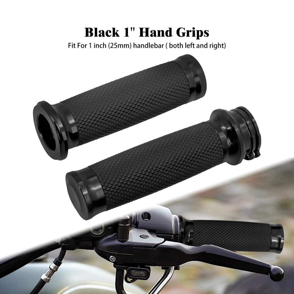 Schwarz 1" 25mm Lenker Motorrad Handgriffe Für Harley Sportster Softail Touring - Bild 1 von 4