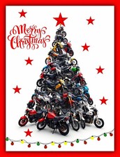 Motorbikes Christmas Tree Greeting Card Merry Xmas A5 Biker Biker Motor Bikes Uk