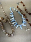 VINTAGE COSTUME CRAFT BEADED NECKLACE EARRING FASHION JEWELRY BLUE BROWN LOT