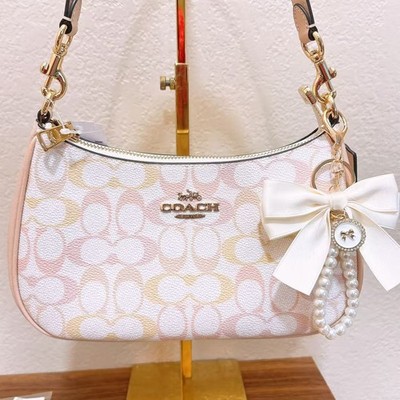 Coach Teri Shoulder Bag In Signature Canvas CDZ05 Gold/Chalk/Pink