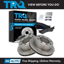 TRQ Rear Brake Pad & Rotor Pair Kit Semi Metallic for 99-07 Econoline Van