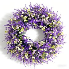 Artificial Flower Wreath Faux Lavender Garland Holiday Party Patio Home Decor
