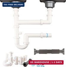 Universal 1-1/2" Kitchen Sink Drain Kit, Space-Saving kitchen drain P-trap With