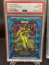 2022 Panini Prizm Tariq Woolen #349 Blue Ice Prizm #/99 (RC) PSA GEM MINT 10
