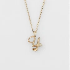 Agete Y Initial Diamond Necklace K10YG Gold Used Condition Japan