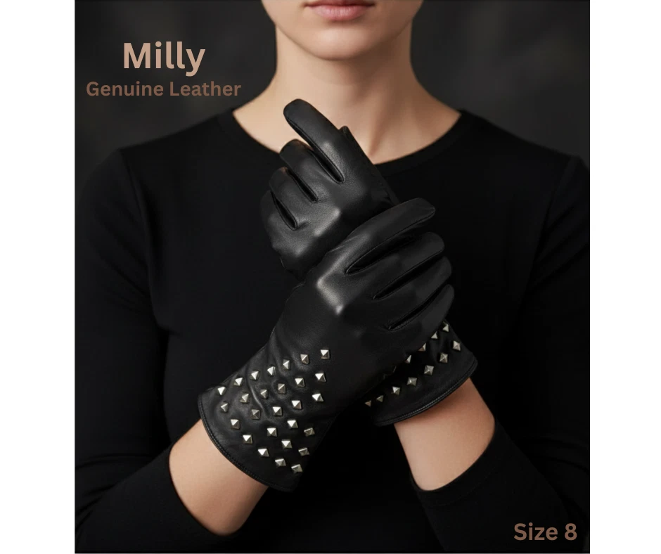 Black Leather Studded Gloves for sale | eBay