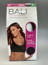 Bali Comfort Revolution Wirefree Bras 2-Pack Shaping Cups White Black Size L New