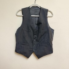 Vintage Men  s Gray Pinstripe Formal Tuxedo Vest Waistcoat 40R Polyester Rayon