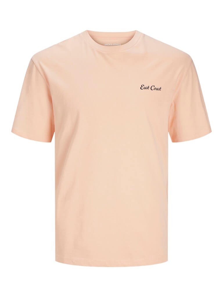 Jack & Jones JJZEKIEL Crew Neck 100% Cotton T-Shirt - Pink