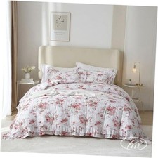 Rose Flower Duvet Cover Set Queen Romantic Queen 90" x 90"  Rose Garden