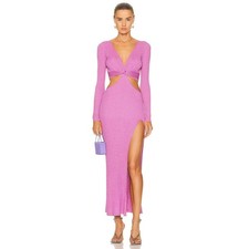 LoveShackFancy Bernette Orchid Sparkle Metallic Cutout Midi Dress Small NWT