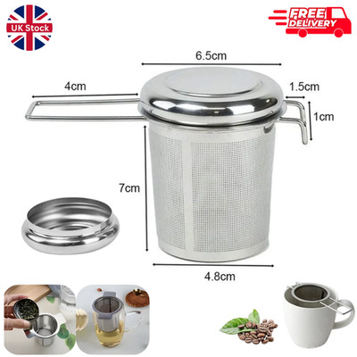 Edelstahl Mesh Tee-Ei Sieb Metall Loseblatt Tasse Filter mit Deckel