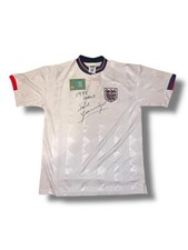 Paul Gascoigne &lsquo;Gazza&rsquo; Signed Official Score Draw England 87-89 Home Shirt