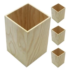 4 Pcs Wood Pencil Holder Kitchen Cookware Organizer Cosmetics Brush