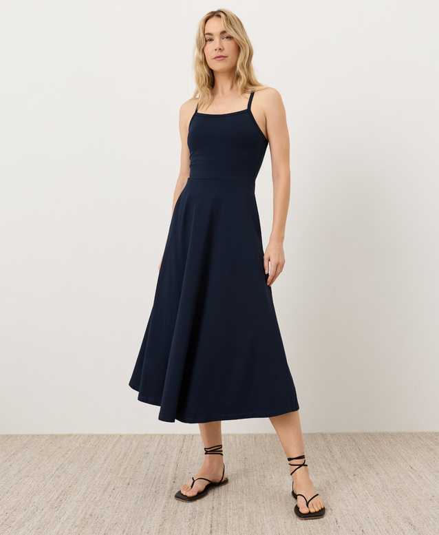 NEW PACT Organic Fit & Flare Midi Dress, Navy | eBay NEW PACT Organic Fit & Flare Midi Dress, Navy | eBay
