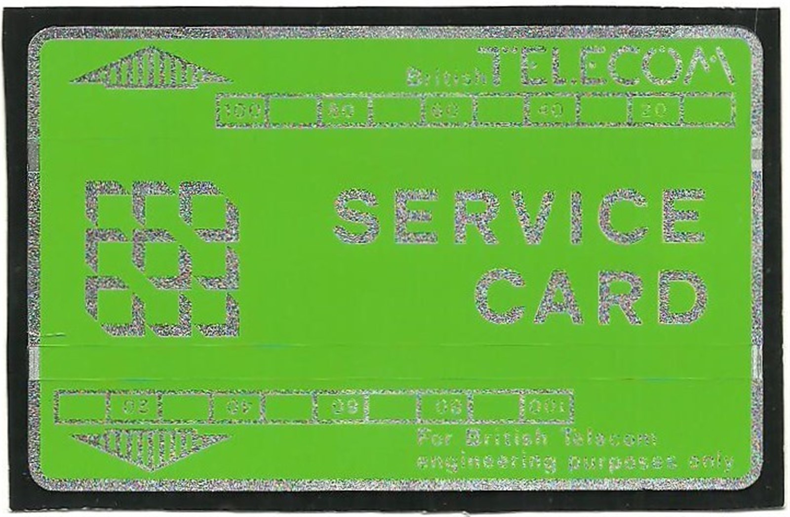 BTS002 BT ENGINEER'S SERVICE CARD NO NOTCH MINT PHONECARD