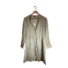 THEORY Sage Green Lightweight lined Collarless Minimalist Button UpShirt Dress 8